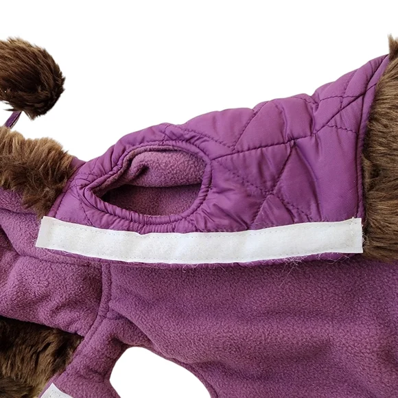 DOG Coat EAST SIDE COLLECTION Nylon & Furry Baby Animal Purple Jacket Coat NWT's - Picture 5 of 16